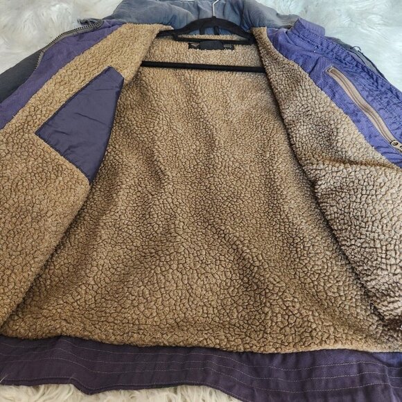 Vintage Columbia Sherpa Lined Jacket Coat Women Small Heavyweight Convert Purple - Picture 4 of 16